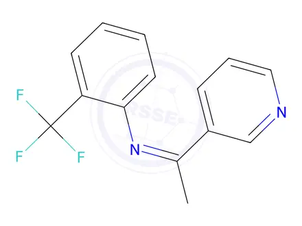 Chemical structure of N-<1-(3-pyridyl)ethylidene>-2-(trifluoromethyl)aniline