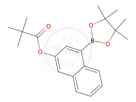 Chemical structure of 4-(4,4,5,5-Tetramethyl-1,3,2-dioxaborolan-2-yl)naphthalen-2-yl pivalate