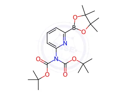 Chemical structure of 6-(Di-Boc-Amino)pyridine-2-boronic Acid Pinacol Ester