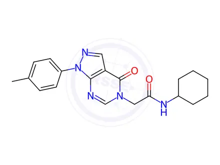 Chemical structure of N-Cyclohexyl-2-(4-oxo-1-(p-tolyl)-1,4-dihydro-5H-pyrazolo[3,4-d]pyrimidin-5-yl)acetamide