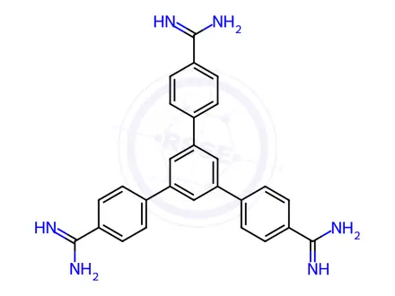 Chemical structure of 5'-(4-carbamimidoylphenyl)-[1,1':3',1''-terphenyl]-4,4''-bis(carboximidamide),hydrochloride(1:3)