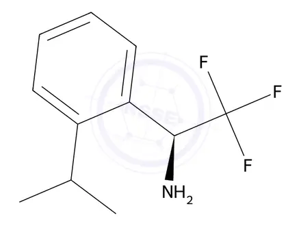 Chemical structure of (S)-2,2,2-Trifluoro-1-(2-isopropylphenyl)ethan-1-amine