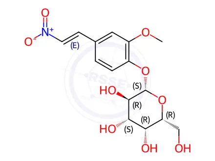 Chemical structure of 2-Methoxy-4-(2-nitrovinyl)phenyl β-D-Galactopyranoside