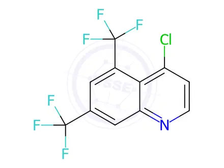 Chemical structure of 5,7-Bis(Trifluoromethyl)-4-Chloroquinoline