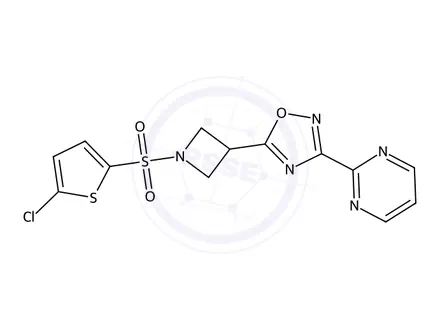Chemical structure of 5-(1-((5-Chlorothiophen-2-yl)sulfonyl)azetidin-3-yl)-3-(pyrimidin-2-yl)-1,2,4-oxadiazole