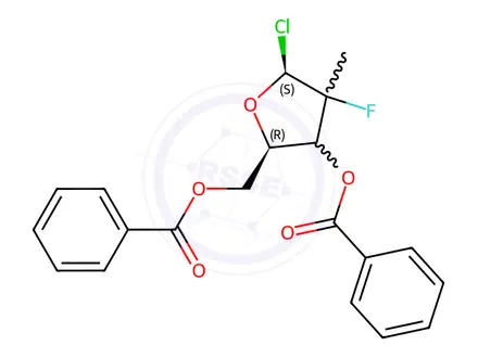 Chemical structure of [(2R,3R,4R,5S)-3-(Benzoyloxy)-5-chloro-4-fluoro-4-methyltetrahydrofuran-2-yl]methyl Benzoate