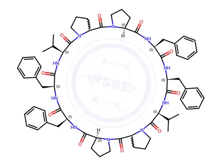 Chemical structure of Antamanide, 1-de-L-alanine-3a-endo-L-valine-