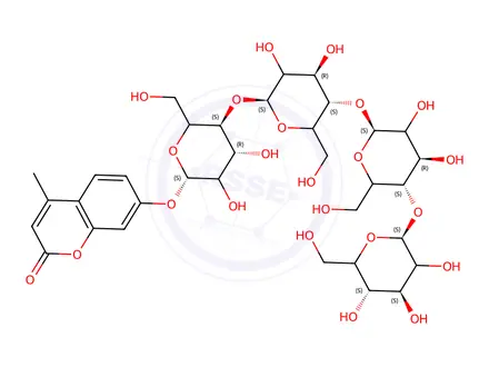 Chemical structure of 7-(((2S,4R,5S)-5-(((2S,4R,5S)-5-(((2S,4R,5S)-3,4-dihydroxy-6-(hydroxymethyl)-5-(((2S,4S,5S)-3,4,5-trihydroxy-6-(hydroxymethyl)tetrahydro-2H-pyran-2-yl)oxy)tetrahydro-2H-pyran-2-yl)
