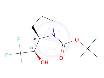 Chemical structure of Tert-butyl (R)-2-((R)-2,2,2-trifluoro-1-hydroxyethyl)pyrrolidine-1-carboxylate