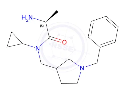 Chemical structure of (2S)-2-Amino-N-((1-benzylpyrrolidin-3-yl)methyl)-N-cyclopropylpropanamide