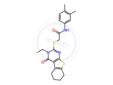 Chemical structure of N-(3,4-Dimethylphenyl)-2-((3-ethyl-4-oxo-3,4,5,6,7,8-hexahydrobenzo[4,5]thieno[2,3-d]pyrimidin-2-yl)thio)acetamide