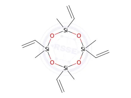 Chemical structure of Cyclotetrasiloxane, 2,4,6,8-tetraethenyl-2,4,6,8-tetramethyl-