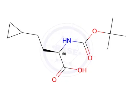 Chemical structure of (R)-2-((tert-butoxycarbonyl)amino)-4-cyclopropylbutanoic acid