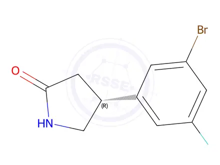 Chemical structure of (R)-4-(3-bromo-5-fluorophenyl)pyrrolidin-2-one