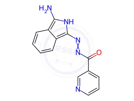 Chemical structure of Nicotinic acid (3-amino-isoindol-1-ylidenE)-hydrazide