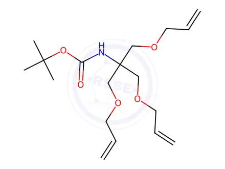 Chemical structure of Carbamic acid, N-[2-(2-propen-1-yloxy)-1,1-bis[(2-propen-1-yloxy)methyl]ethyl]-, 1,1-dimethylethyl ester
