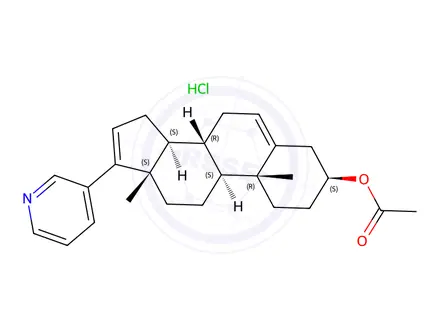 Chemical structure of (3S,8R,9S,10R,13S,14S)-10,13-dimethyl-17-(pyridin-3-yl)-2,3,4,7,8,9,10,11,12,13,14,15-dodecahydro-1H-cyclopenta[a]phenanthren-3-yl acetate Hydrochloride
