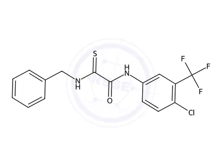 Chemical structure of 2-(Benzylamino)-N-(4-chloro-3-(trifluoromethyl)phenyl)-2-thioxoacetamide