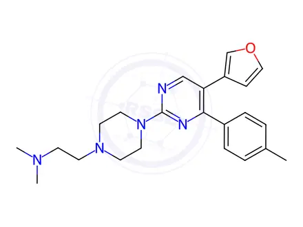 Chemical structure of 2-(4-(5-(FURAN-3-YL)-4-(P-TOLYL)PYRIMIDIN-2-YL)PIPERAZIN-1-YL)-N,N-DIMETHYLETHANAMINE