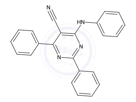 Chemical structure of 2,4-Diphenyl-6-(phenylamino)pyrimidine-5-carbonitrile