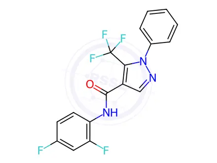 Chemical structure of N-(2,4-difluorophenyl)-1-phenyl-5-(trifluoromethyl)-1H-pyrazole-4-carboxamide