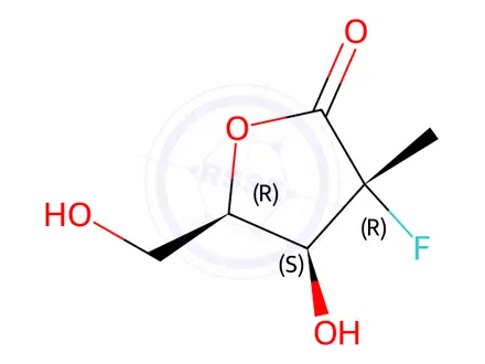Chemical structure of (3R,4S,5R)-3-Fluoro-4-hydroxy-5-(hydroxymethyl)-3-methyldihydrofuran-2(3H)-one