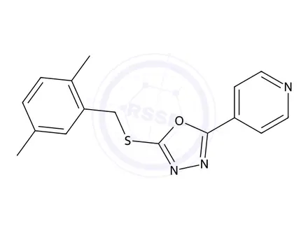 Chemical structure of 2-((2,5-Dimethylbenzyl)thio)-5-(pyridin-4-yl)-1,3,4-oxadiazole