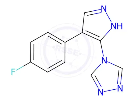 Chemical structure of 4-(4-(4-Fluorophenyl)-1H-pyrazol-3-yl)-4H-1,2,4-triazole