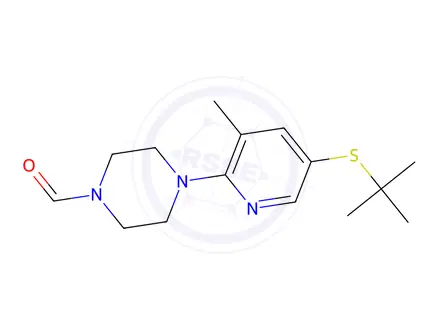 Chemical structure of 4-(5-(tert-Butylthio)-3-methylpyridin-2-yl)piperazine-1-carbaldehyde