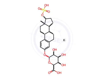 Chemical structure of β-Estradiol-β-(β-D-Glucuronide) 17-Sulfate Dipotassium Salt