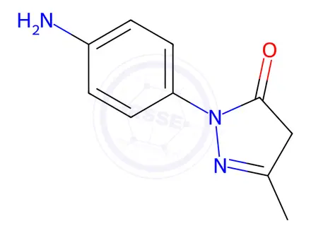 Chemical structure of 2-(4-Aminophenyl)-5-methyl-2,4-dihydro-3H-pyrazol-3-one dihydrochloride