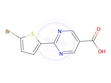Chemical structure of 2-(5-bromothiophen-2-yl)pyrimidine-5-carboxylic acid