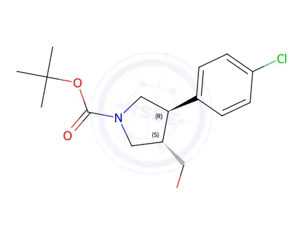 Chemical structure of tert-Butyl (3R,4S)-3-(4-chlorophenyl)-4-(hydroxymethyl)pyrrolidine-1-carboxylate
