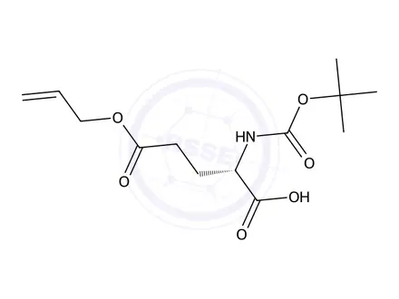 Chemical structure of (S)-5-(Allyloxy)-2-((tert-butoxycarbonyl)amino)-5-oxopentanoic acid