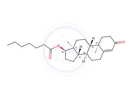 Chemical structure of (8R,9S,10R,13S,14S,17R)-10,13-dimethyl-3-oxo-2,3,6,7,8,9,10,11,12,13,14,15,16,17-tetradecahydro-1H-cyclopenta[a]phenanthren-17-yl heptanoate
