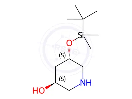 Chemical structure of (3S,5S)-5-[[(1,1-Dimethylethyl)dimethylsilyl]oxy]-3-piperidinol