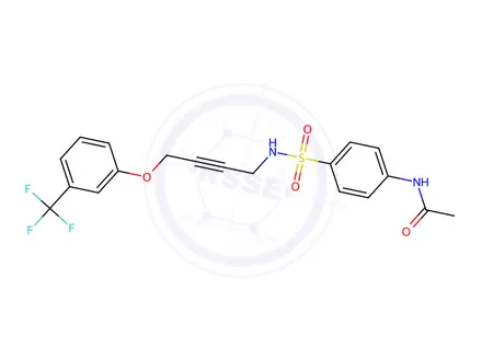 Chemical structure of N-(4-(N-(4-(3-(Trifluoromethyl)phenoxy)but-2-yn-1-yl)sulfamoyl)phenyl)acetamide