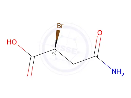 Chemical structure of (2S)-2-Bromo-3-carbamoylpropanoic Acid