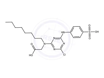 Chemical structure of 2-((4-Chloro-6-((4-sulfophenyl)amino)-1,3,5-triazin-2-yl)(octyl)amino)acetic acid