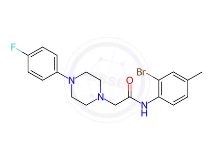 Chemical structure of N-(2-bromo-4-methylphenyl)-2-(4-(4-fluorophenyl)piperazin-1-yl)acetamide
