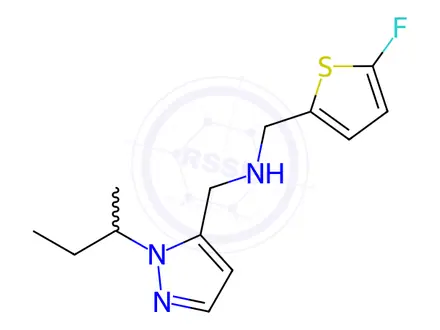 Chemical structure of 1-(1-sec-butyl-1H-pyrazol-5-yl)-N-[(5-fluoro-2-thienyl)methyl]methanamine