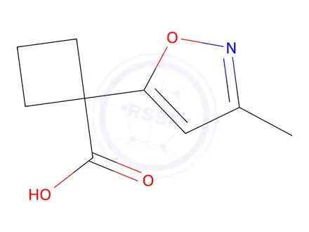 Chemical structure of Cyclobutanecarboxylic acid, 1-(3-methyl-5-isoxazolyl)-