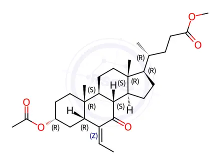 Chemical structure of (R)-Methyl 4-((3R,5R,8S,9S,10R,13R,14S,17R,Z)-3-Acetoxy-6-ethylidene-10,13-dimethyl-7-oxohexadecahyd
