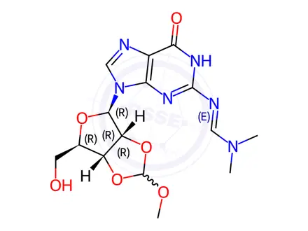 Chemical structure of N-[(Dimethylamino)methylene]-2',3'-O-(methoxymethylene)guanosine