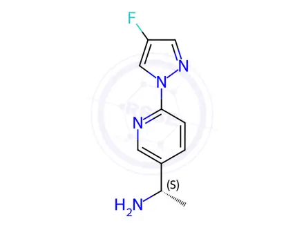 Chemical structure of (S)-1-(6-(4-Fluoro-1H-pyrazol-1-yl)pyridin-3-yl)ethan-1-amine dihydrochloride