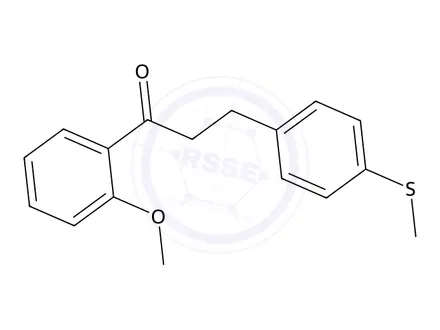 Chemical structure of 4-(3-(2-Methoxyphenyl)-3-oxopropyl)benzothialdehyde