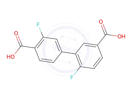 Chemical structure of 3-(4-Carboxy-3-fluorophenyl)-4-fluorobenzoic acid