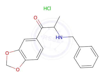 Chemical structure of 1-(Benzo[d][1,3]dioxol-5-yl)-2-(benzylamino)propan-1-one Hydrochloride
