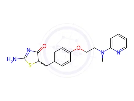 Chemical structure of 5-[4-[2-[Methyl(pyridin-2-yl)amino]ethoxy]benzyl]-2-imino-1,3-thiazolidin-4-one