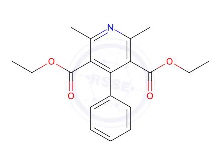 Chemical structure of Diethyl 2,6-dimethyl-4-phenyl-3,5-pyridinedicarboxylate
